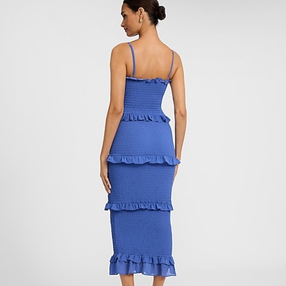 Express Red Ruffle Midi Dress - Picture 5 of 6